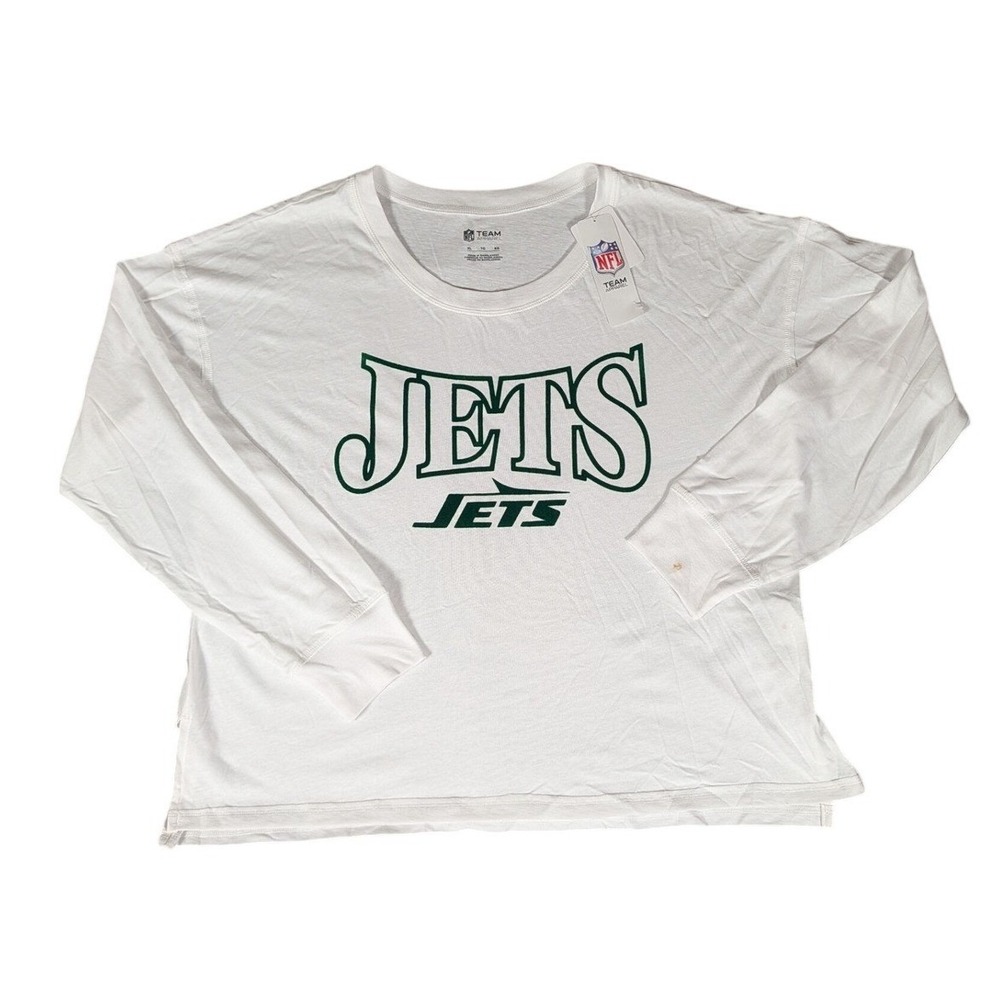 NFL New York Jets Women's White Long Sleeve T-Shirt XL Football Apparel